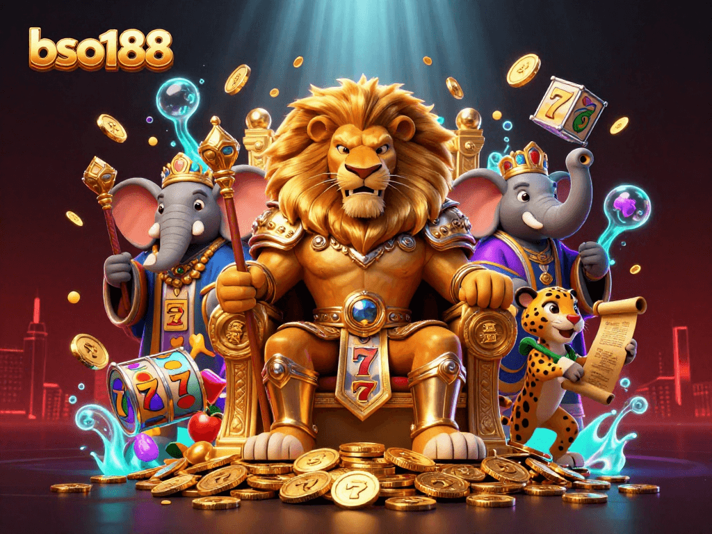 Experience thrilling gaming at bso188 with a dynamic casino scene featuring iconic characters and vibrant elements.