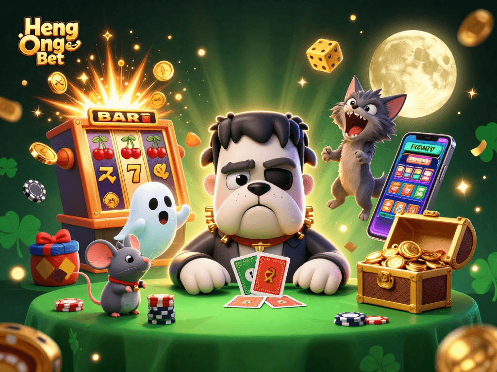 Experience thrilling action as Heng Ong Bet entertains with a spooky casino scene featuring dynamic characters.