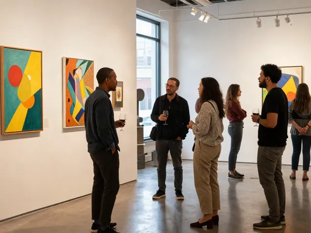 Bruce Bailey Toronto engaging with artists in a vibrant art gallery.