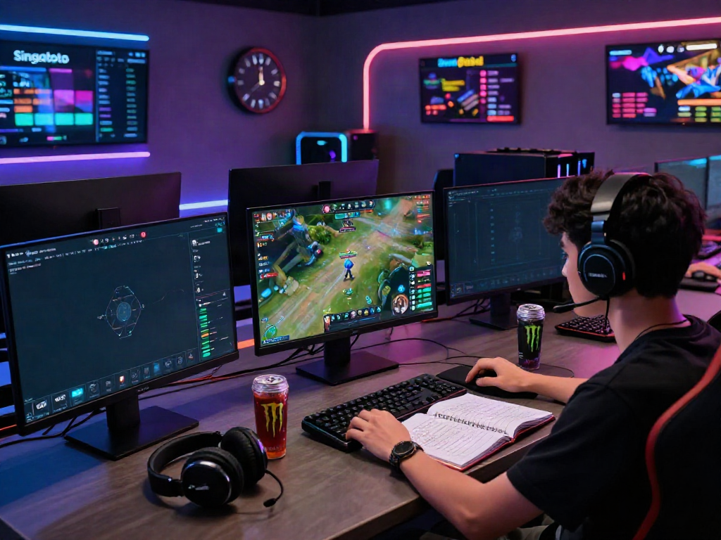 Exciting Singatoto online gaming atmosphere with focused player and real-time statistics for situs singatoto.