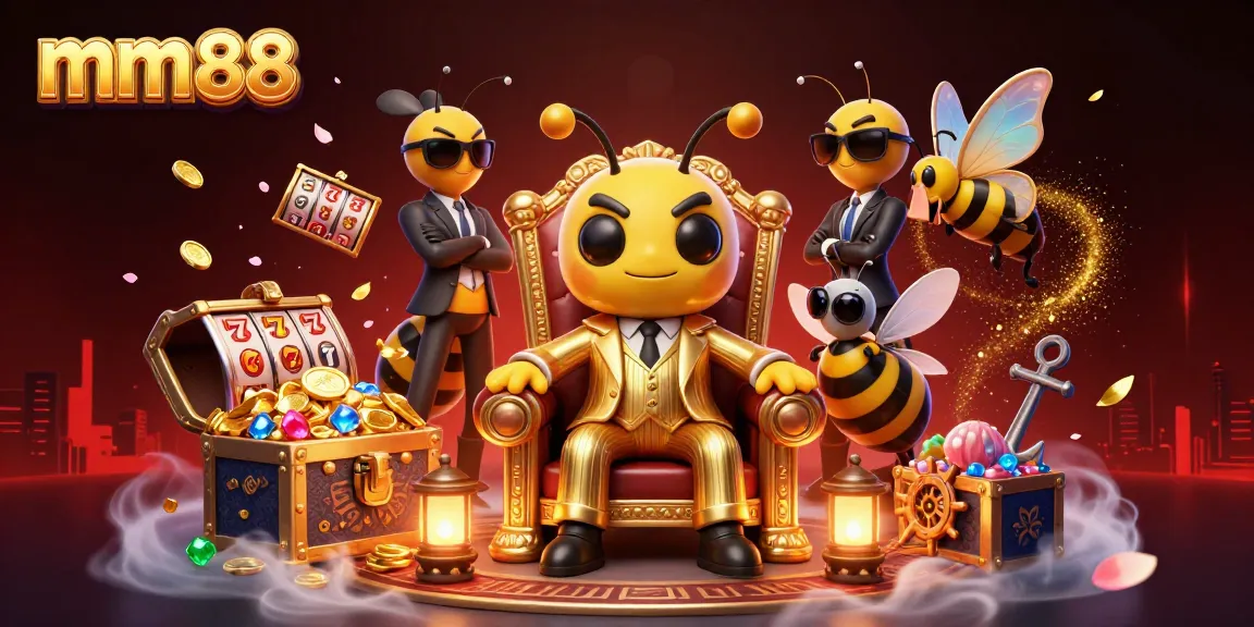 Play slots with mm88 in a vibrant underwater casino scene featuring a mob boss and treasure.