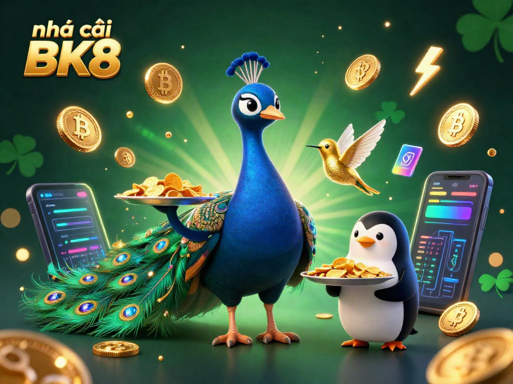 Experience the thrill of nhà cái BK8 with vibrant characters and gaming elements in a dynamic casino scene.
