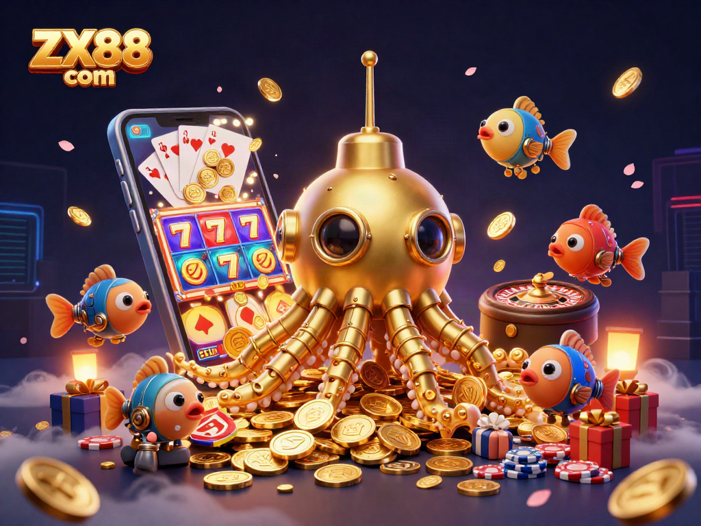 Spin big at ZX88 com with immersive games and thrilling jackpots amidst a golden sea of coins.