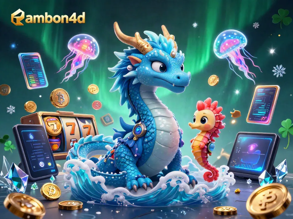 Enjoy thrilling slot adventures with ambon4d's dazzling 3D casino scene featuring a dragon and knight.