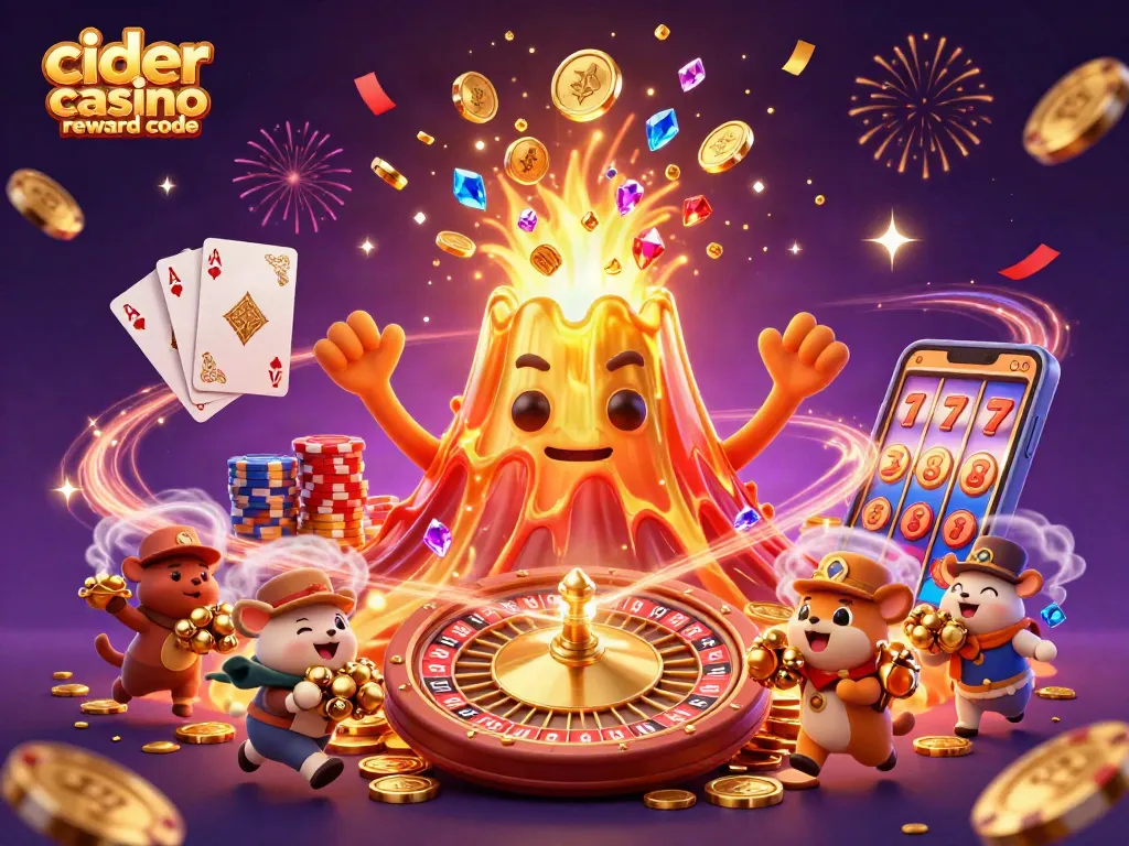 Experience exhilarating wins with cider casino reward code in a vibrant casino illustration.