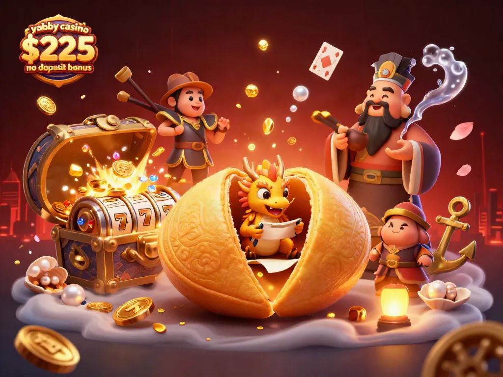 Win with the yabby casino $225 no deposit bonus through dynamic 3D casino gameplay illustration!