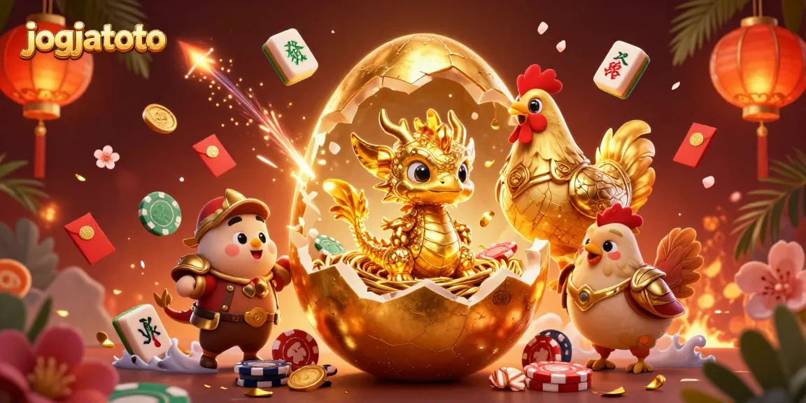 Engage with jogjatoto's vibrant gaming world featuring a golden dragon amidst poker chips.