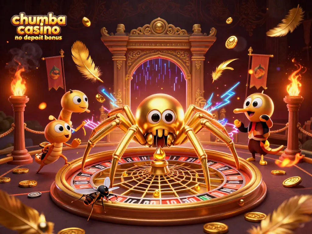 Experience the thrill of Chumba Casino no deposit bonus with a dynamic illustration of casino elements.