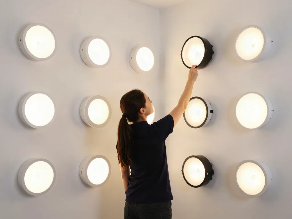 Aplica LED moderne în showroomul unui furnizor de servicii de iluminat.