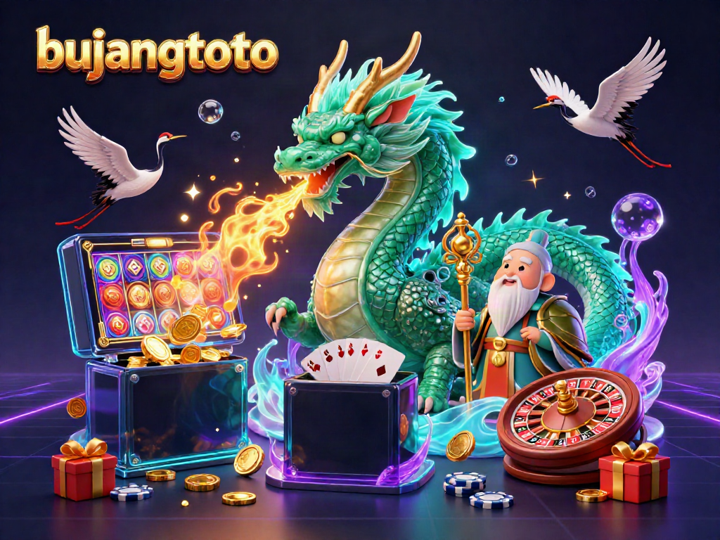 Experience winning moments with bujangtoto, featuring a jade dragon and lucky game elements.