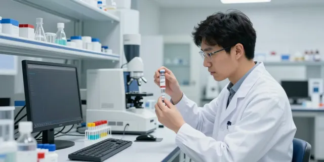 Thymosin alpha 1 for sale examined in a professional lab by a scientist.