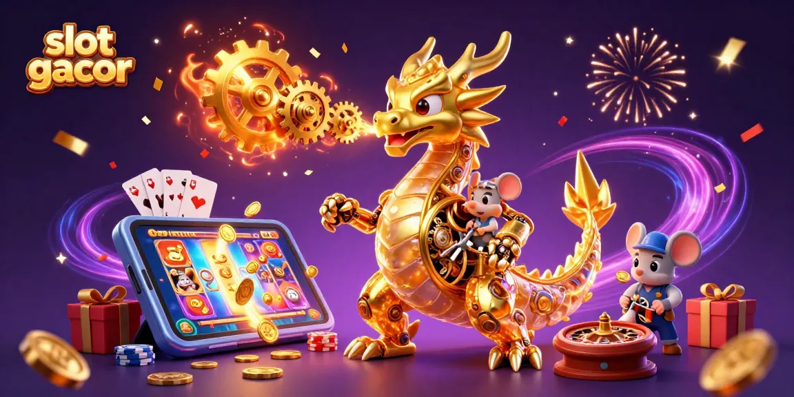 Spin the reels and win big with slot gacor, featuring a dazzling 3D casino scene bursting with excitement.