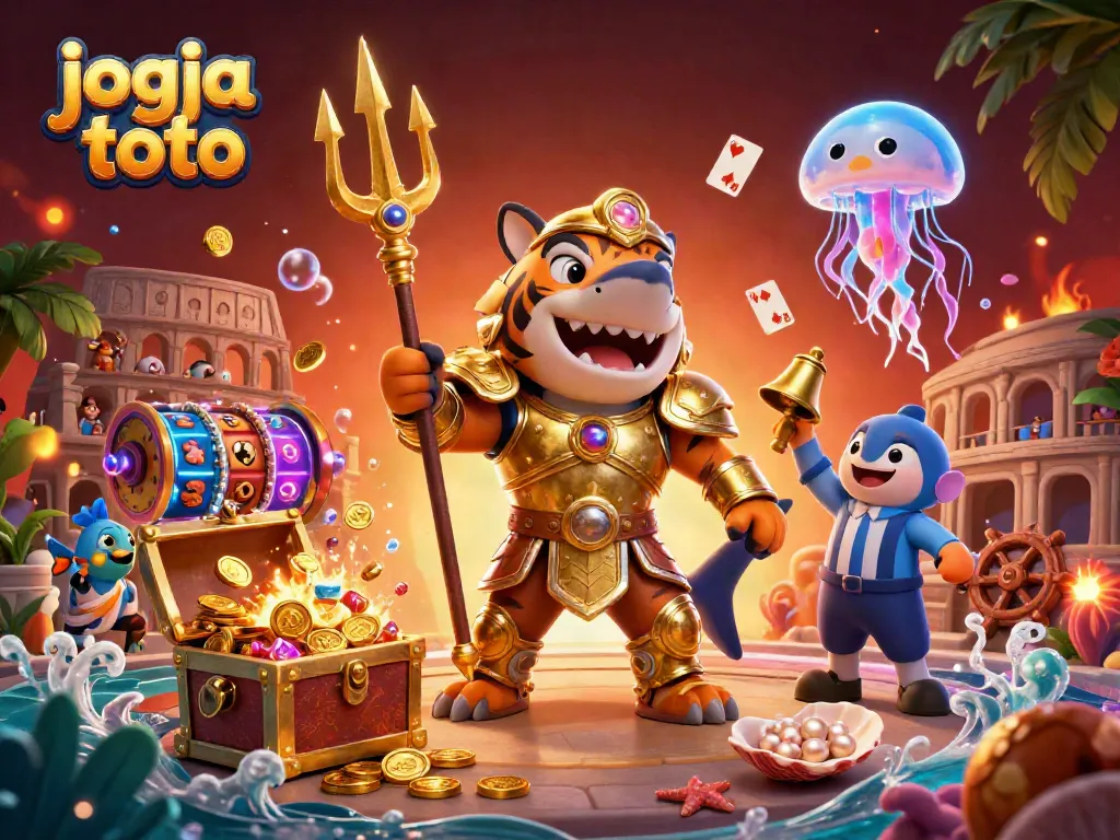 Win big at jogja toto in this engaging underwater casino scene featuring a lively tiger shark.