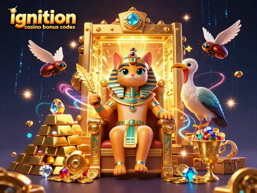 Activate ignition casino bonus codes and unlock treasure in a 3D gambling-themed illustration.