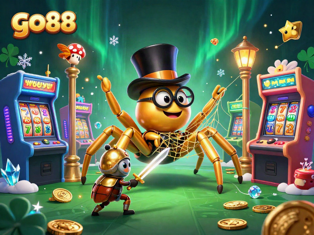 Engage in thrilling gameplay at go 88, surrounded by captivating 3D casino elements and characters.