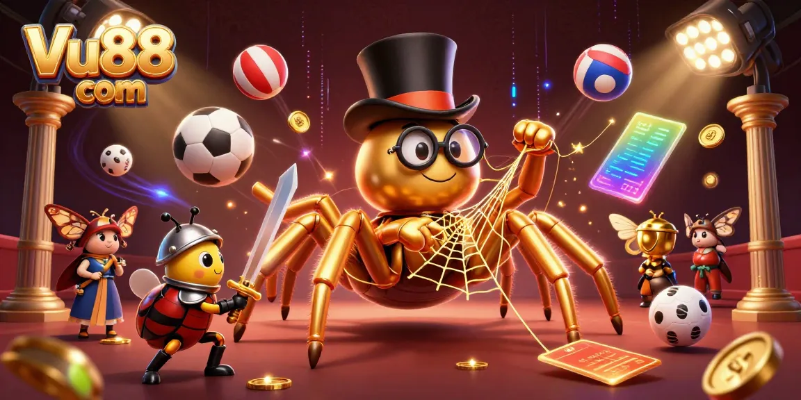 Experience thrilling action with Vu88 com as the golden tarantula weaves fortune in this vibrant casino scene.