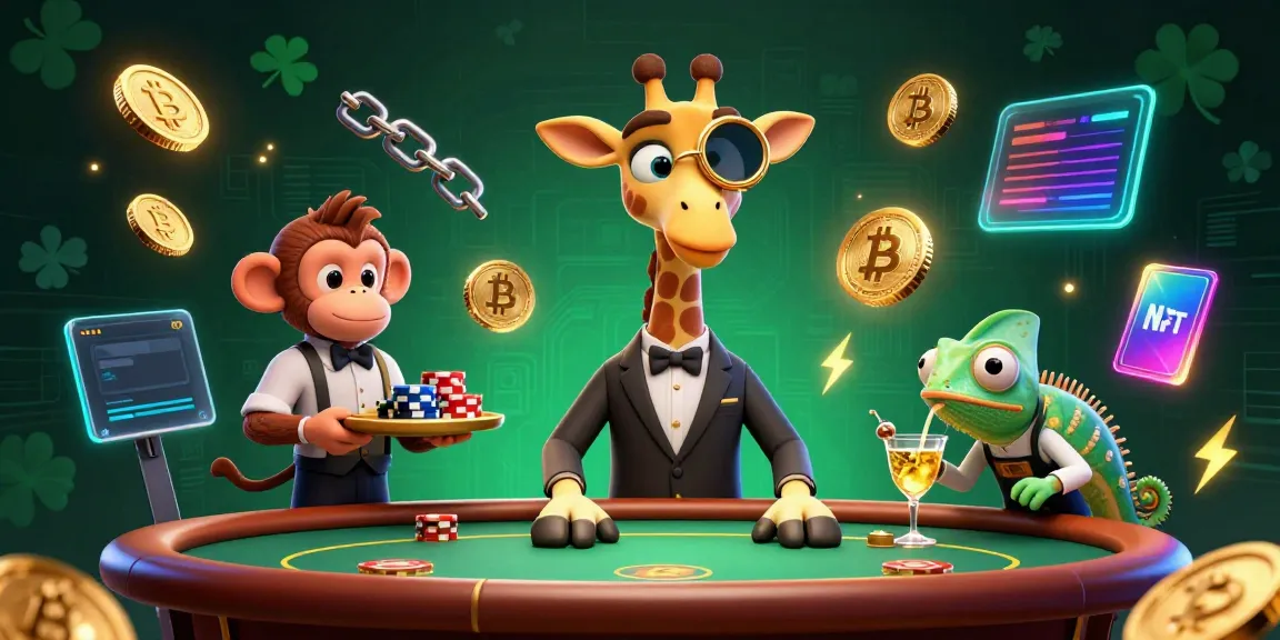 Engage with sumseltoto through a lively casino scene featuring a giraffe, monkey, and chameleon in vibrant 3D.