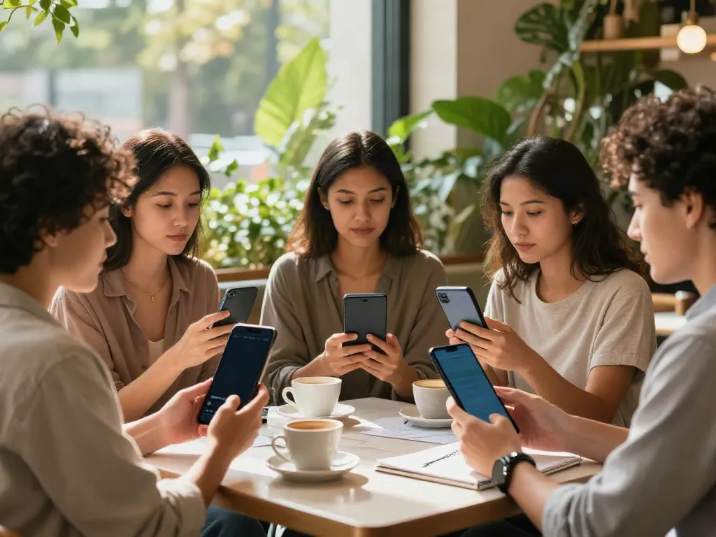 Exploring Alternatives to QOVES with facial analysis apps in a bright café setting.