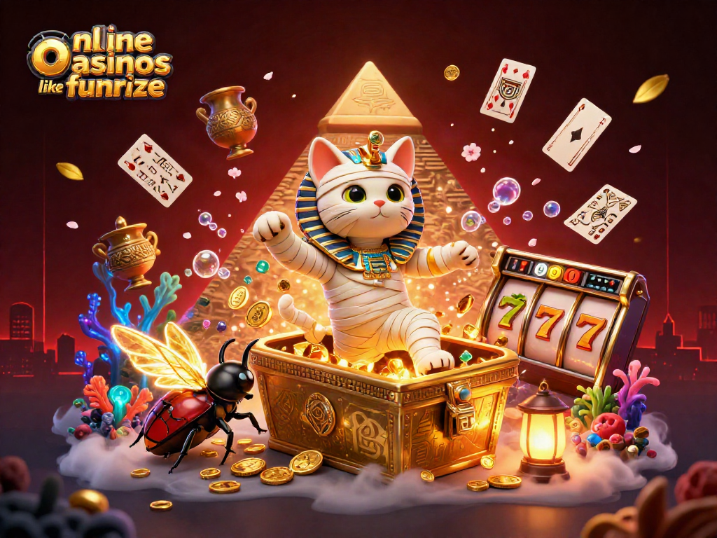 Engage in thrilling gameplay at online casinos like Funrize with exciting slot reels and vibrant gems.