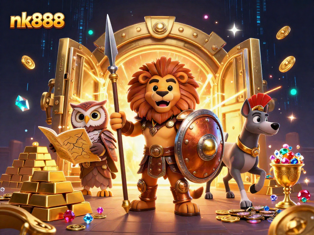 Experience thrilling wins in nk888 with a powerful Spartan lion leading a winning team of strategists and messengers.