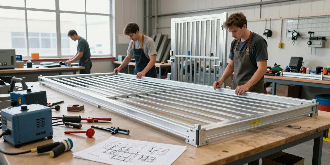 Al taher carpentry and aluminium workshop showcasing skilled craftsmen fabricating metal gates