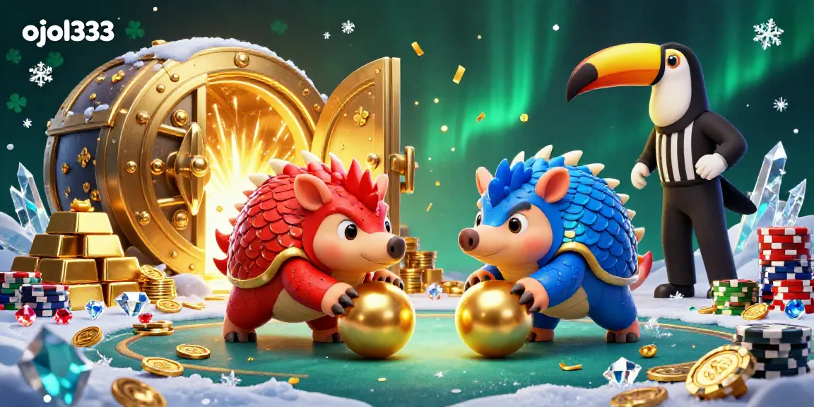 Engage with ojol333 as rival pangolins compete through poker chips in a vibrant casino scene.