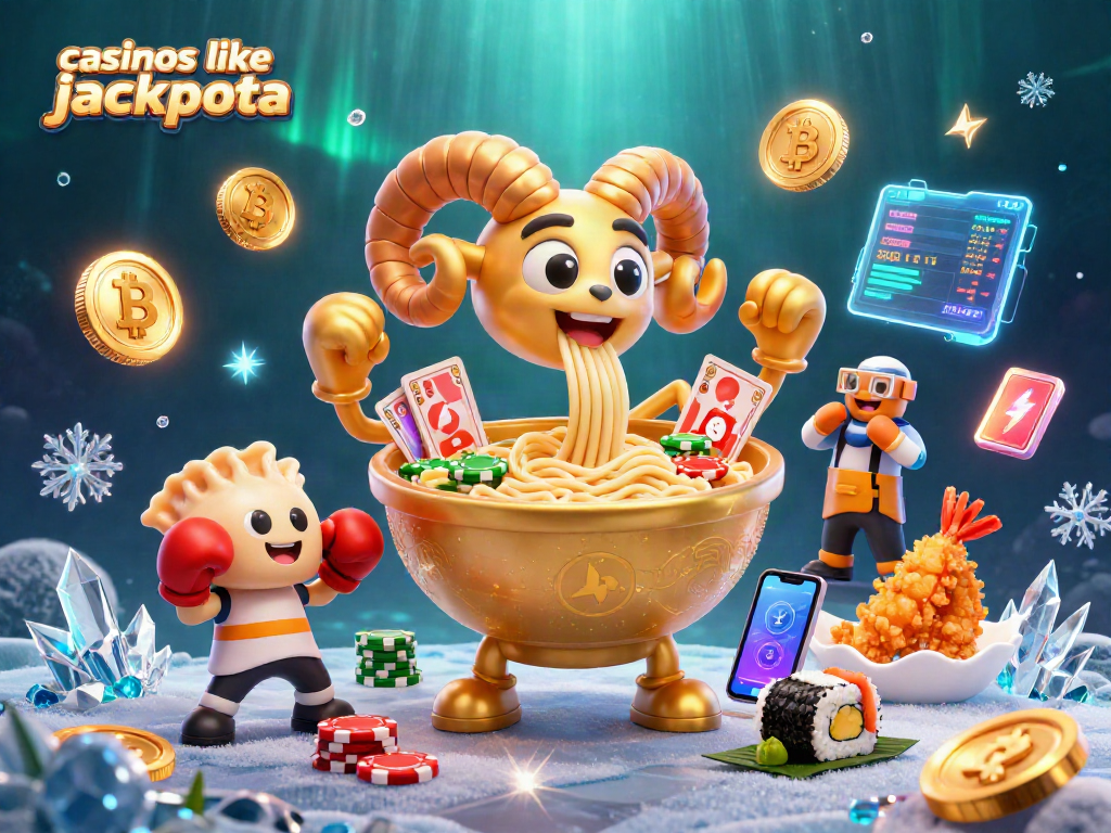 Join the excitement with casinos like jackpota showcasing vibrant characters in a dynamic casino scene.