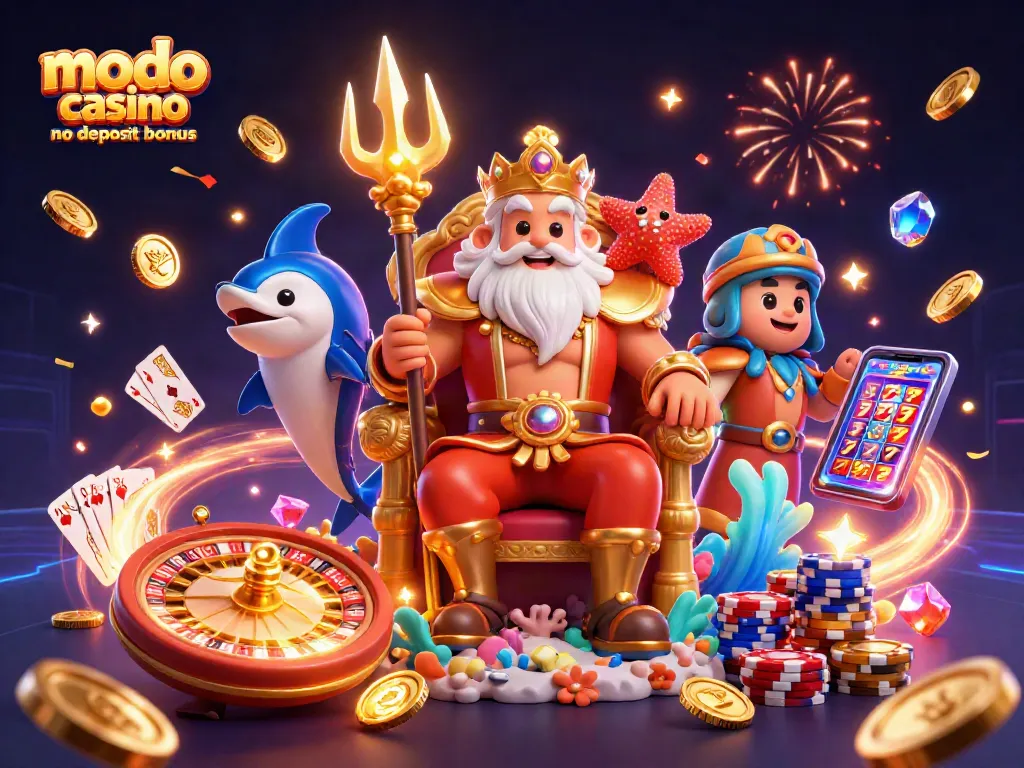Experience the fun of playing at Modo Casino with this vibrant illustration showcasing the no deposit bonus offerings.