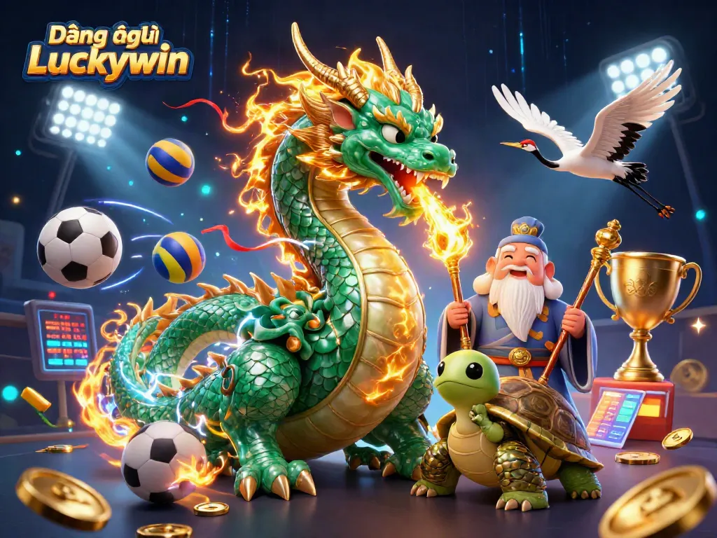 Engage in the thrill of Đăng ký Luckywin with vibrant 3D characters and dynamic gambling elements.