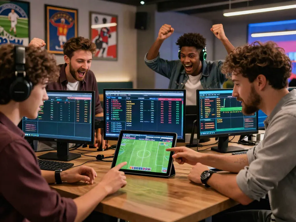 WWBOLA sports betting celebration with friends analyzing game odds