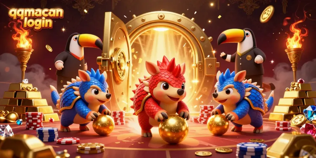 Engage in thrilling action at qqmacan login with rival pangolins competing over poker chips.